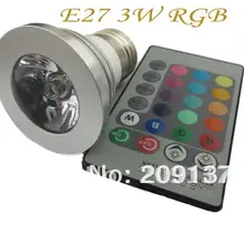 /DHL светодиодный лампы E27 85 V-240 V 3W RGB 16 Цвет Изменение Дистанционное управление пятно 10 шт./лот