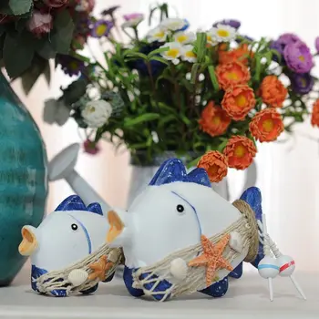 

Diy Ocean Series Wooden Crafts tropical fish Gift Figurine Mediterranean Style Home Decoration Furnishing Articles