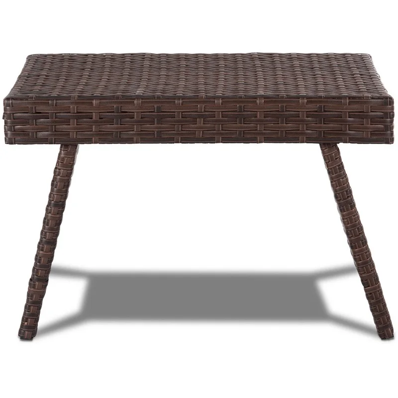 

Folding PE Rattan Side Coffee Table Patio Garden Furniture Durable PE Rattan Material Good Air Permeability Wide Top HW58873