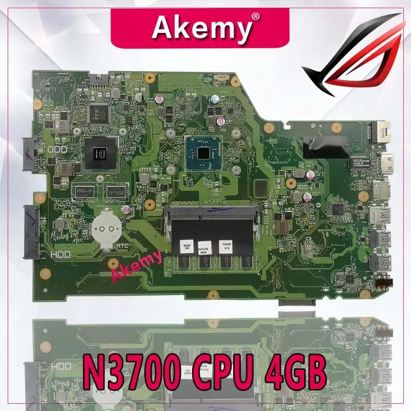 

Akemy X751SJ Laptop motherboard N3700 CPU 4GB for ASUS X751S X751SJ X751SV Test mainboard X751SV motherboard test 100% ok
