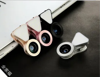 

50pcs LQ-035 3 in 1 Clip-on Glass Lens HD 0.4X-0.6X Wide-angle Lens 15X Macro-lens with Rechargeable Flashlight