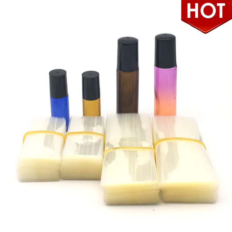 

200pcs/lot Clear PVC Heat Shrink Wrap Film for Roll On Bottles 5ml 10ml Essential Oil Bottle Free Shpping