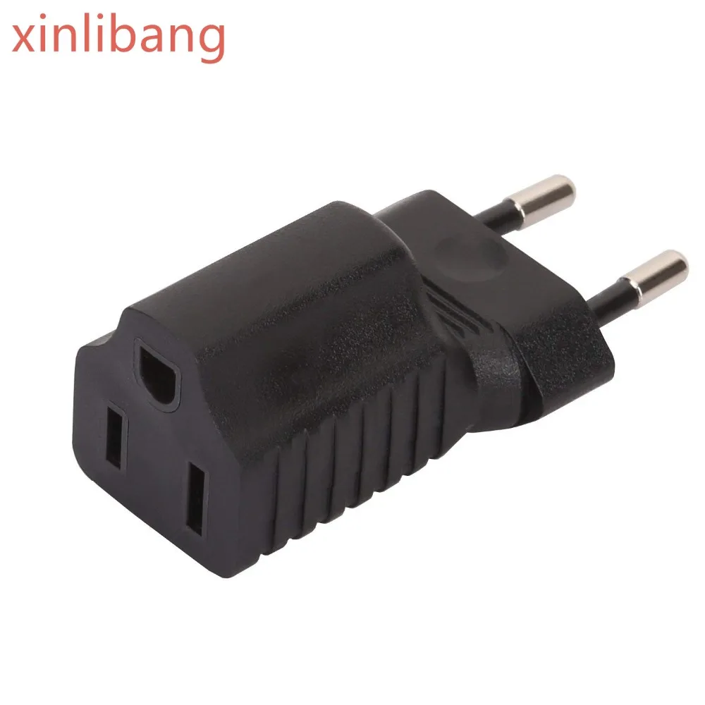

European to USA AC Adapter, Europe 2Pin Male to Nema 5-15R AC Converter,CEE7 2Pin Male to USA Female