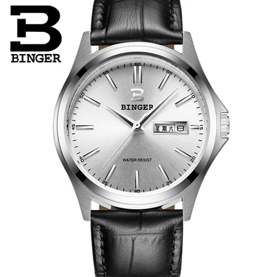 Швейцарские роскошные мужские часы Бингер бренд Кварцевые полностью нержавеющие мужские часы водонепроницаемые Полный календарь гарантия B3052B5 - Цвет: Item 8