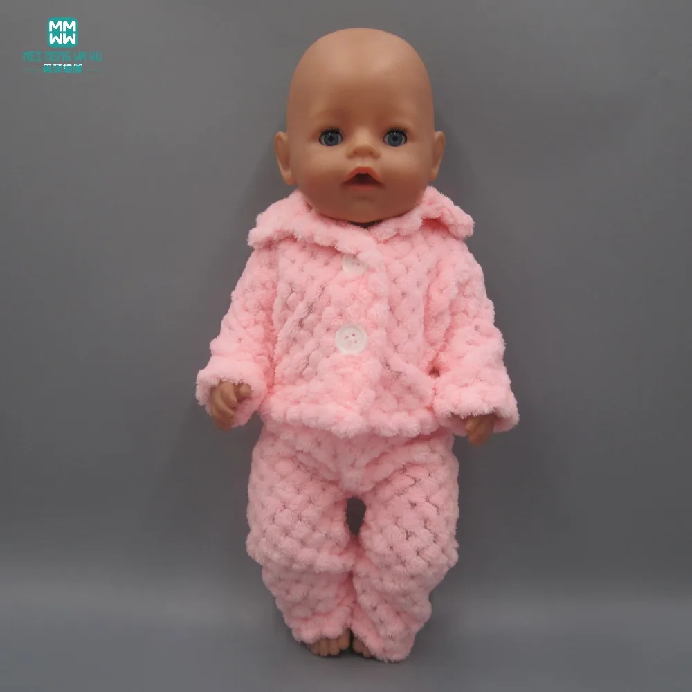 Baby Born Doll Clothes fits 43cm american girl and Zapf Baby Born Doll fashion pink plus velvet pajamas clothes + trousers Baby Born Doll Clothes fits 43cm american girl and Zapf Baby Born Doll fashion pink plus velvet pajamas clothes + trousers
