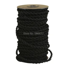 Лидер продаж, Черный винтажный витой кабель из хлопчатобумажной ткани, декоративный текстильный витой Электрический провод, античный тканевый шнур для лампы