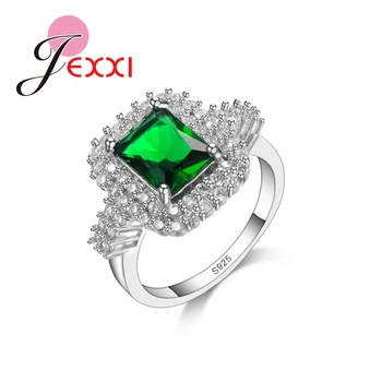 

100% Real 925 Sterling Silver Super Cubic Green Zircon Nice Wedding Ring Top Quality Engagement Accesories New