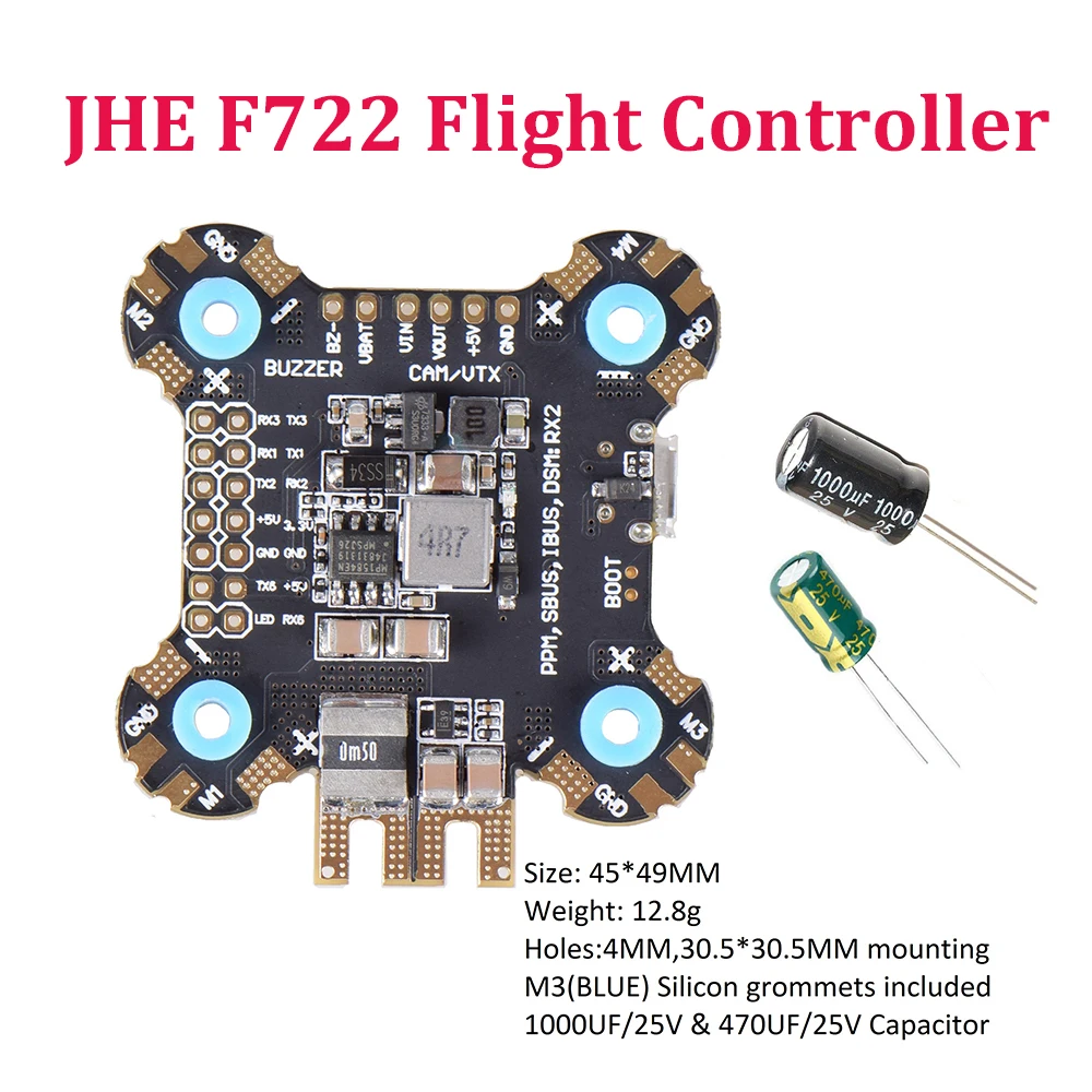 

JHE F722 STM32F722 Flight Controller Built-in OSD BMP280 Barometer BEC 5V for RC FPV Martian II IV 220 250mm Quadcopter