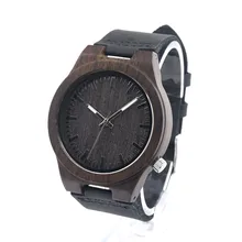 2016 Festival Memorial Day Cadeau Noir Montre-Bracelet En Bois Œuvre D’art À La Main En Bois Naturel Quartz Montres Avec Boîte de Papier