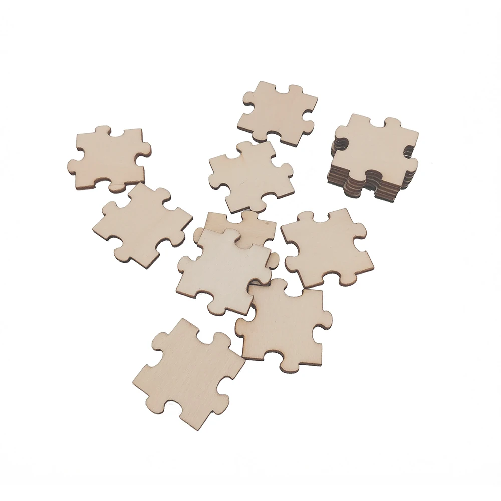 100pcs 20mm 0.78inch Puzzle Cutout Unfinished Wood School Decor 3d Wooden Puzzle Preschool Daycare Game