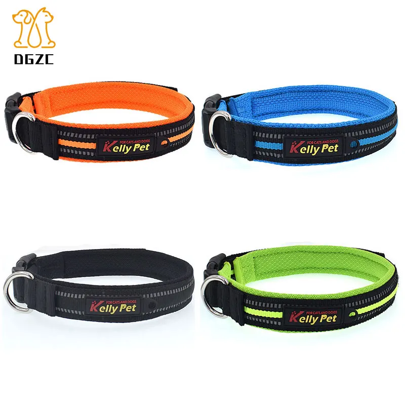 

Adjustable Nylon Basic Dog Collar Mesh Padded Pet Classic Solid Color 3M Reflective Safety Training Dog Leash Pet Product