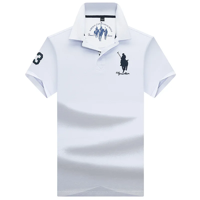 Мужские футболки 3xl с рисунком оленя, короткий рукав, хлопковая рубашка поло YP9002 - Цвет: Белый