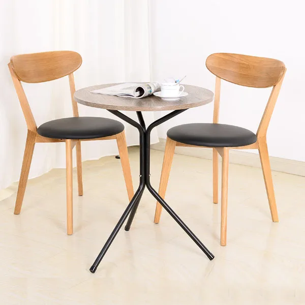 Metal simple small triangle round tea coffee table round table wood and iron table for sell