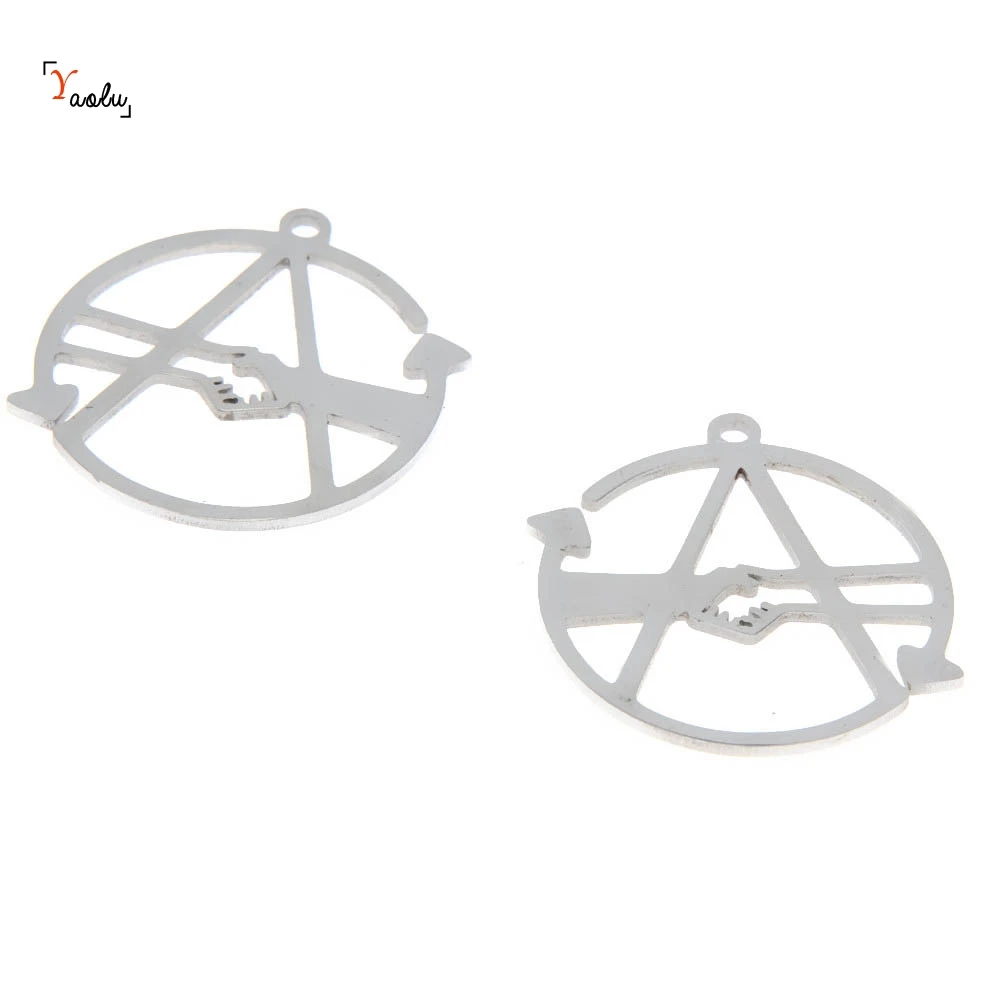 

5pcs/lot Proudhonian Mutualism Anarchism Symbol charm anarcho anarchy cross logo Stainless steel Charm pendant 26mm