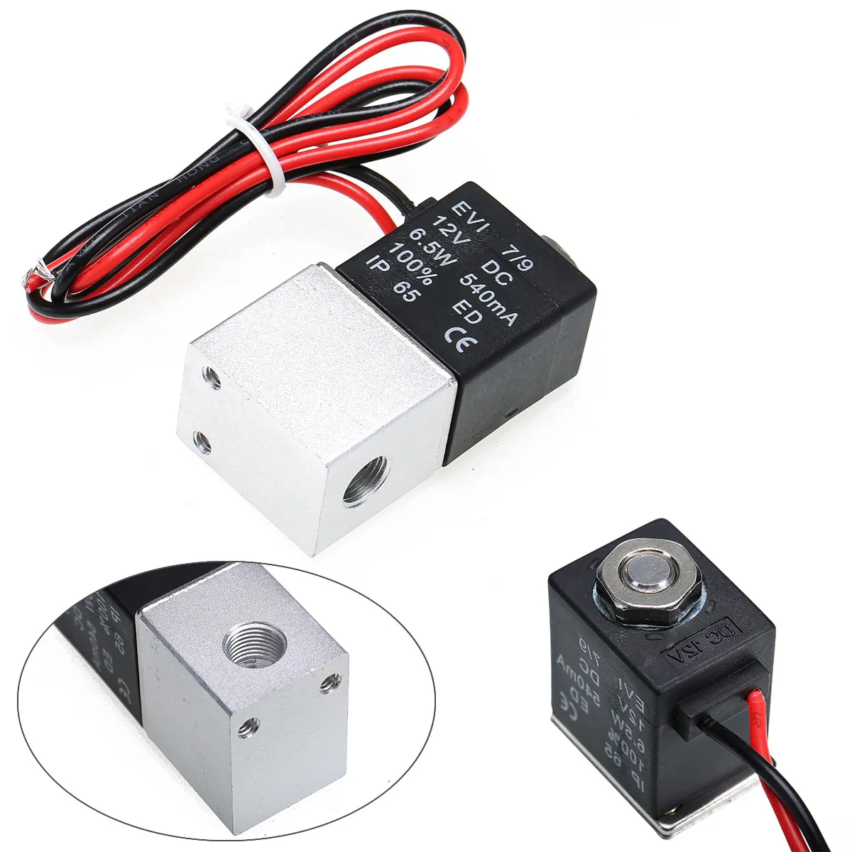 DC 12V 1/4 inch NPT Female Port Solenoid Valve 2 Ways Normally Closed Pneumatic Aluminum Electric Solenoid Air Valve