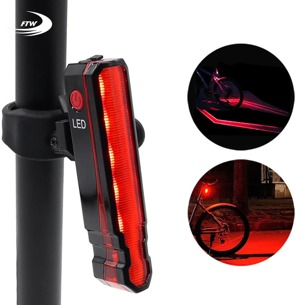 FTW Bike Tail Light Laser USB Rechargeable Bicycle Rear Back Light