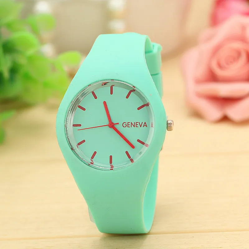 12 ярких цветов, топ брендовые Женевские часы, женские спортивные часы с силиконовым ремешком, женские часы для отдыха, Relojes Mujer, рождественский подарок - Цвет: Mint Green