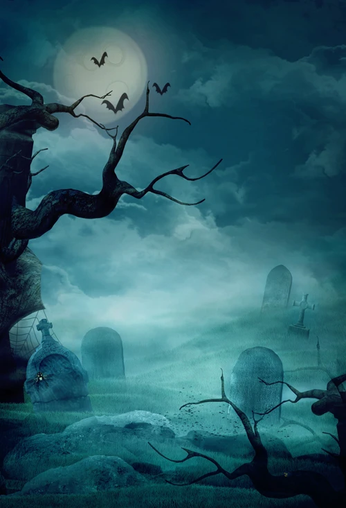 

2016 New Arrival Halloween Photography Backdrops Grim Cemetery Photo Background For Hallowmas Party XT-4393