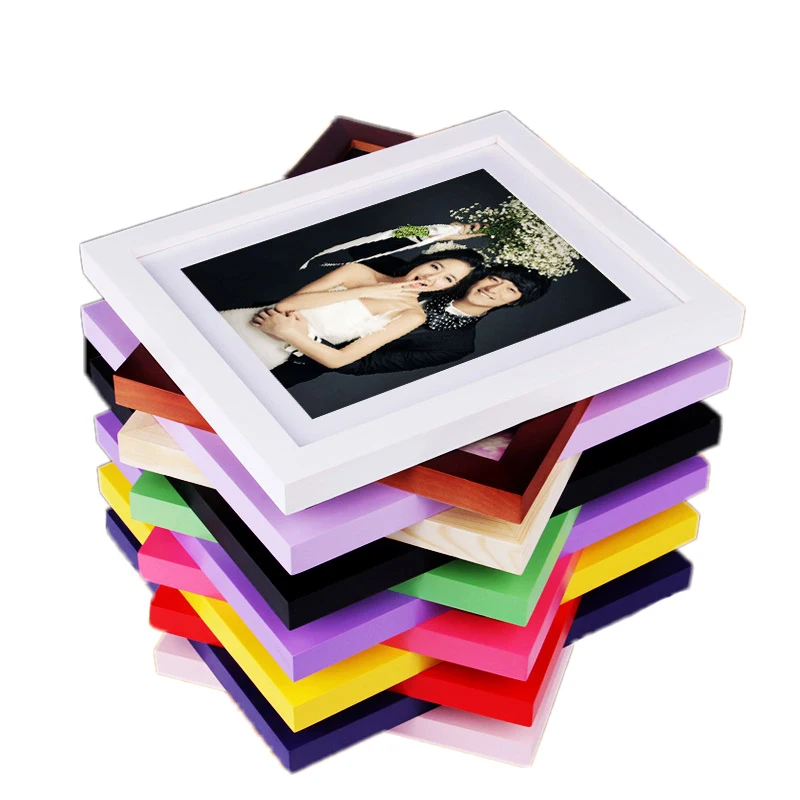 

10 Colors Solid Wood Photo Frame with Size 5 6 7 8 10 14 Inch Wall Decoration for Living Room Home Decor A $