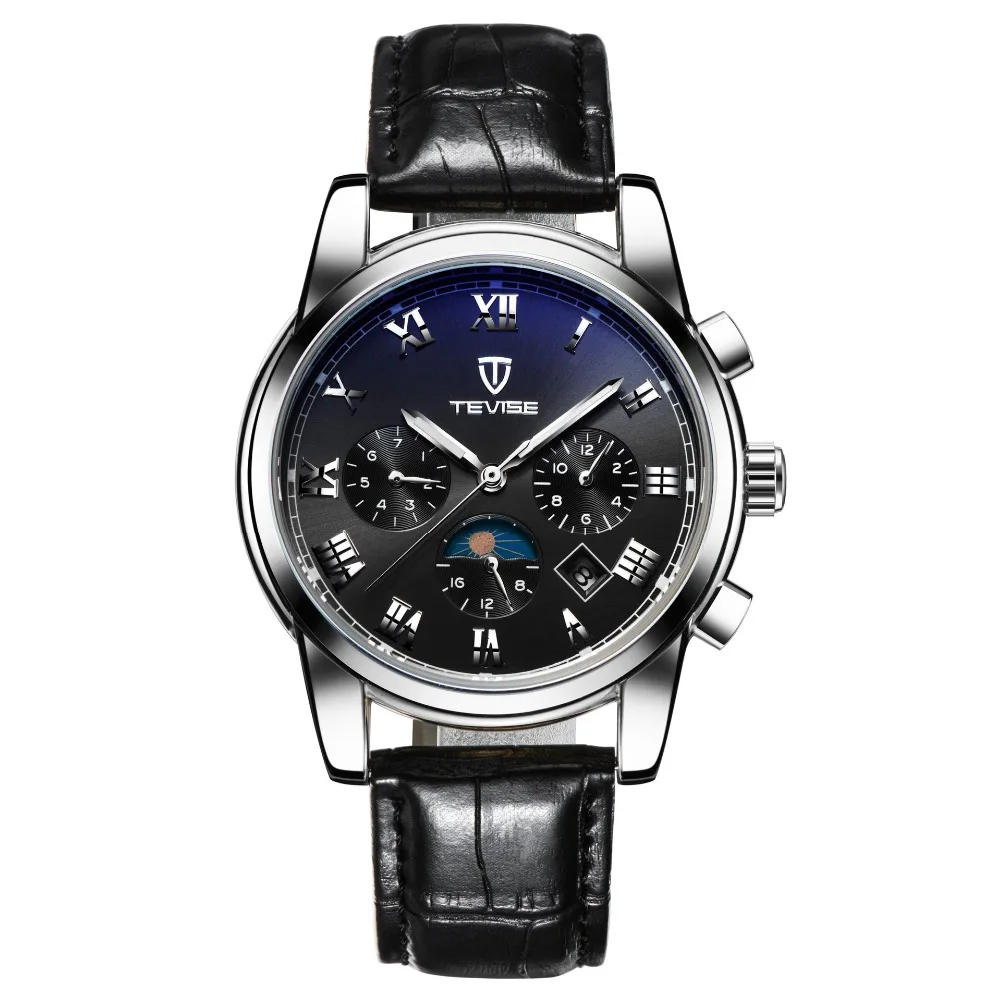 TEVISE luxury brand Men s automatic mechanical wrist watches waterproof Moon phase Luminous Switzerland Calendar Seconds