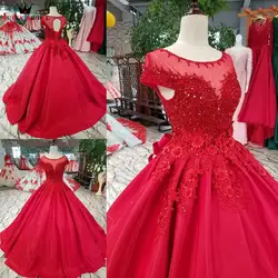 Бальное платье Атлас Кристалл бисером атласная Роскошные Длинные красные невесты Вечерние платья 100% Настоящее вечернее 2018 vestido de festa KC603