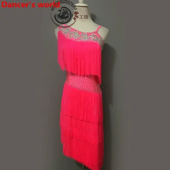 

Latin Dance Dress Women Shoulder Back Opening Salsa Samba Tango Ballroom Competition Costume Lady Practise/Competition Dance