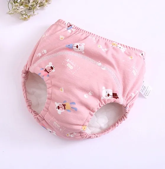 Pink Bear Детские водонепроницаемые тренировочные штаны для младенцев, хлопковый тканевый подгузник, трусики для малышей, нижнее белье, многоразовые, моющиеся - Цвет: Pink Bear