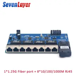 Gigabit Ethernet switch 8 RJ45 1 SC волокна 10/100/1000 M Ethernet 1G8E волоконно-оптических Media Converter одиночный режим PCBA доска