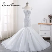 Чисто белое качественное свадебное платье русалки новое платье невесты с жемчугом и бисером Vestido De Noiva Плюс Размер свадебное платье WX0004