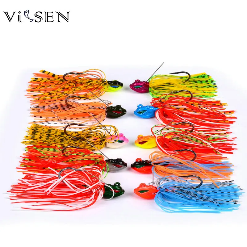 Buy Vissen 10PCs Squid Bass Jigs Silicone Skirt Spinner Baits 10 Colors Beard