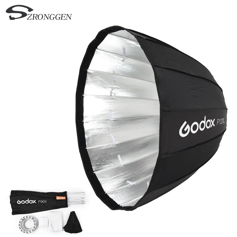 Портативный параболический софтбокс Godox P120h 120 см с креплением Bowens для студийной