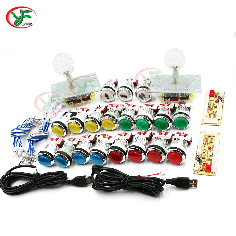 

USB Encoder to PC Raspberry pi Arcade DIY Kits Zero Delay Board 4 to 8 Way LED Joystick 5V CHROME Plated illuminated Button
