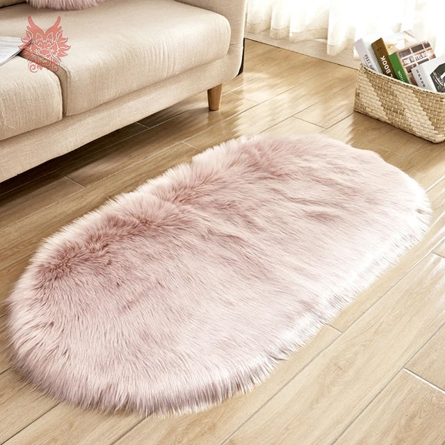 Best Price Multi color solid 5cm long fur fluffy oval rugs carpets for living room chair fur seat cover tapede infantil tapis chamb SP5514