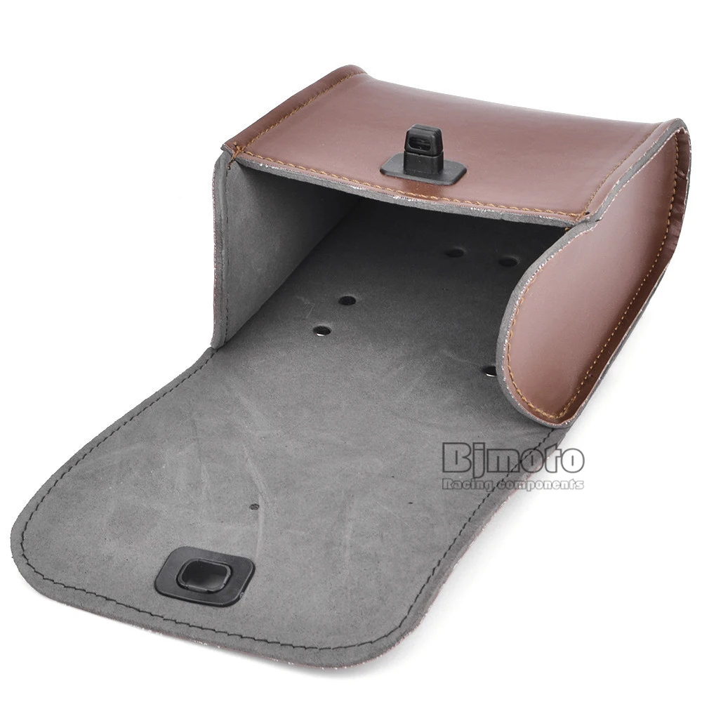 Universal Motorcycle Saddle Luggage Leather Bag Storage For Harley (8)