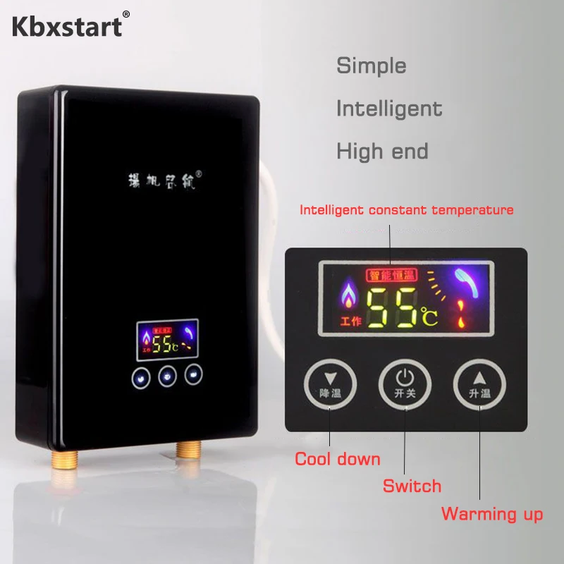 Kbxstart 6500W Instantaneous Electric Water Heater Kitchen Shower Intelligent Frequency Constant Temperature Water Heater 220V