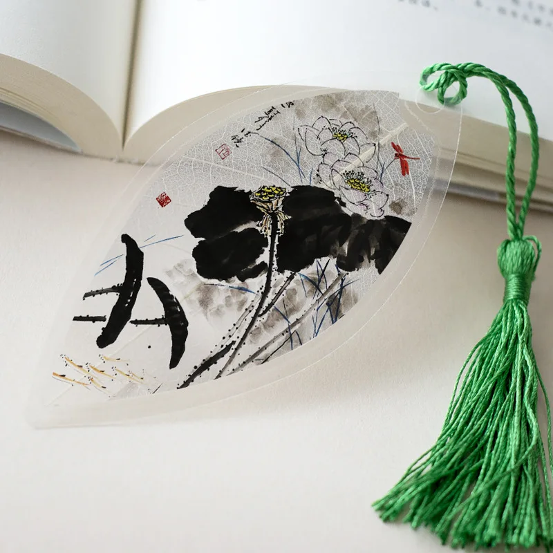 Handmade veins bookmarks ink lotus | Канцтовары для офиса и дома