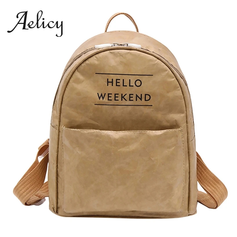 

Aelicy Fashion Design School Bag Women Casual Small Backpack Waterproof Kraft Paper High Quality Student Wild Backpacks Lady