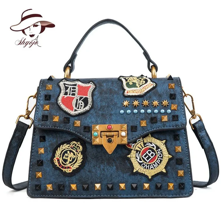 

New Fashion Luxury Female Messenger Bags Diamonds Purses Party Evening Bag Rivet Lock PU Leather Crossbody Clutch Badge Handbag