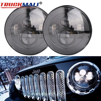 

2pcs 7 Inch Round LED Headlights For Jeep Wrangler Unlimited JK 7'' inch Headlight Angle Eyes Led rojector headlamp