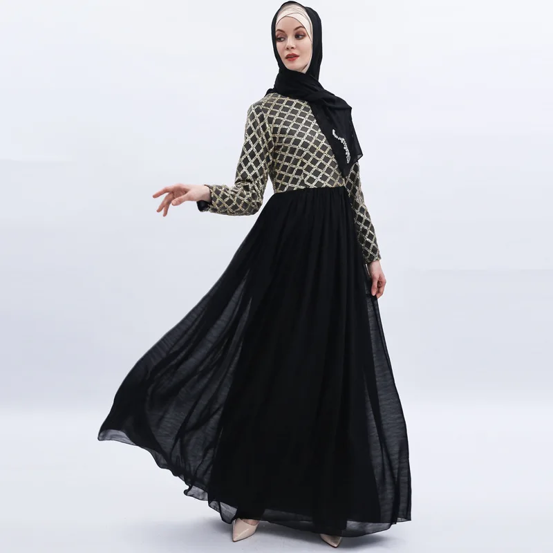 

Luxury Muslim Sequins Abaya Long Gowns Jubah Middle East Eid Ramadan Islamic Full Dress Mesh Chiffon Cardigan Kimono Elegant