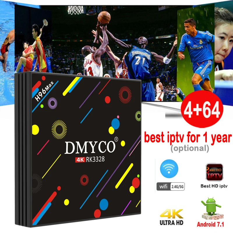 

H96 MAX H2 Smart Android 7.1 TV BOX RK3328 Quad core 4GB RAM 64 ROM WiFi 2.4G/5G HDR10 4k set top box with 1 year iptv