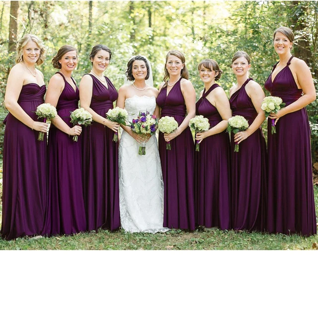 bande velordnet Baglæns Dark Purple Infinity Bridesmaid Dress Multiway Long Dress Plus Size Maxi  Convertible Wrap Dress With Halter Styles - Bridesmaid Dresses - AliExpress