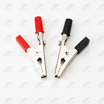 

2pcs/lot Insulated Crocodile Clips Plastic Handle Cable Lead Testing Metal Alligator Clips Clamps 52mm