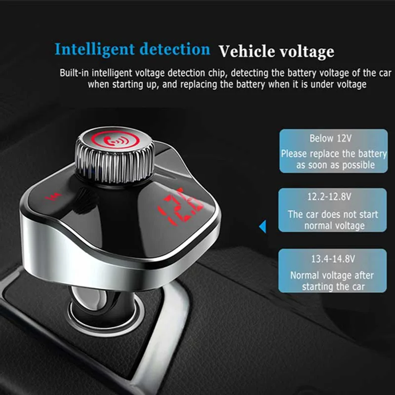 VicTsing Wireless Bluetooth Car FM Transmitter Mp3 Player 5V 3.1A Car Hands-free Dual USB Touch Screen Red Screen Car MP3 Kit    (17)