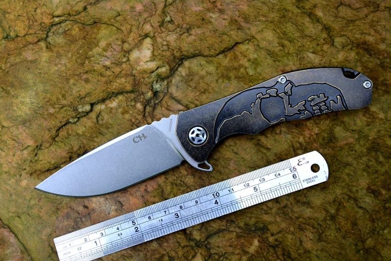 

CH3504 S35VN fold blade Knife Ceramic ball bearing washer Bronzed TC4 handle EDC tool