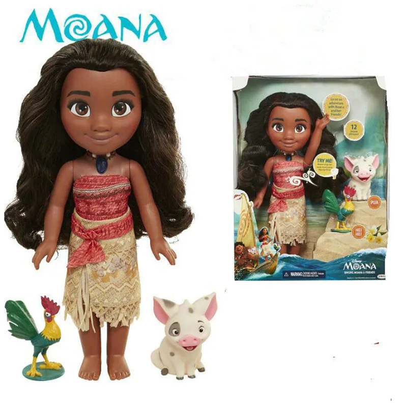

36cm Cartoon Moana Talks Sing How Far I'll Go Luminescence Friends PUA HEI HEI Pig PVC Figure Soft Stuffed Dolls