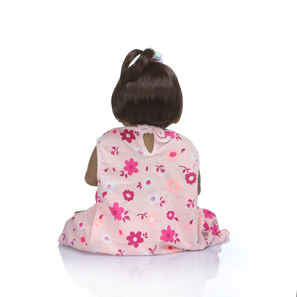 Брюнет девочка NPK 56 см bebe Кукла reborn baby doll афро-американская силиконовая игрушка для ванны