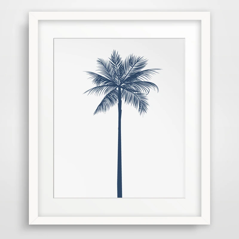 LZN New Palm Tree Navy Blue Canvas Painting Wall Art Posters and Prints Nordic Oil Pictures For Kids Living Room Home Decor photo
