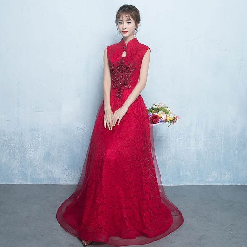 Beauty Emily Custom Made Long Sexy Lace Wine Red Evening Dresses 2018 A-Line Sleeveless Beads Prom Party Dress Beauty Emily Custom Made Long Sexy Lace Wine Red Evening Dresses 2018 A-Line Sleeveless Beads Prom Party Dress