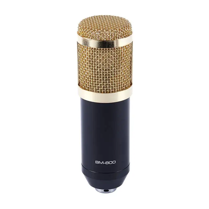 Профессиональный BM-800 конденсаторный микрофон Динамический звук, Микрофон Аудио Студийный микрофон с подставкой Shock Mount (черный)